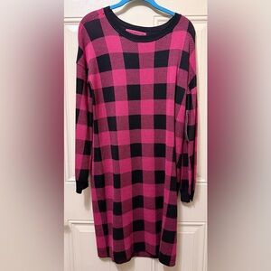 Love Scarlett Red and Black Buffalo Plaid Sweater Dress Size Medium